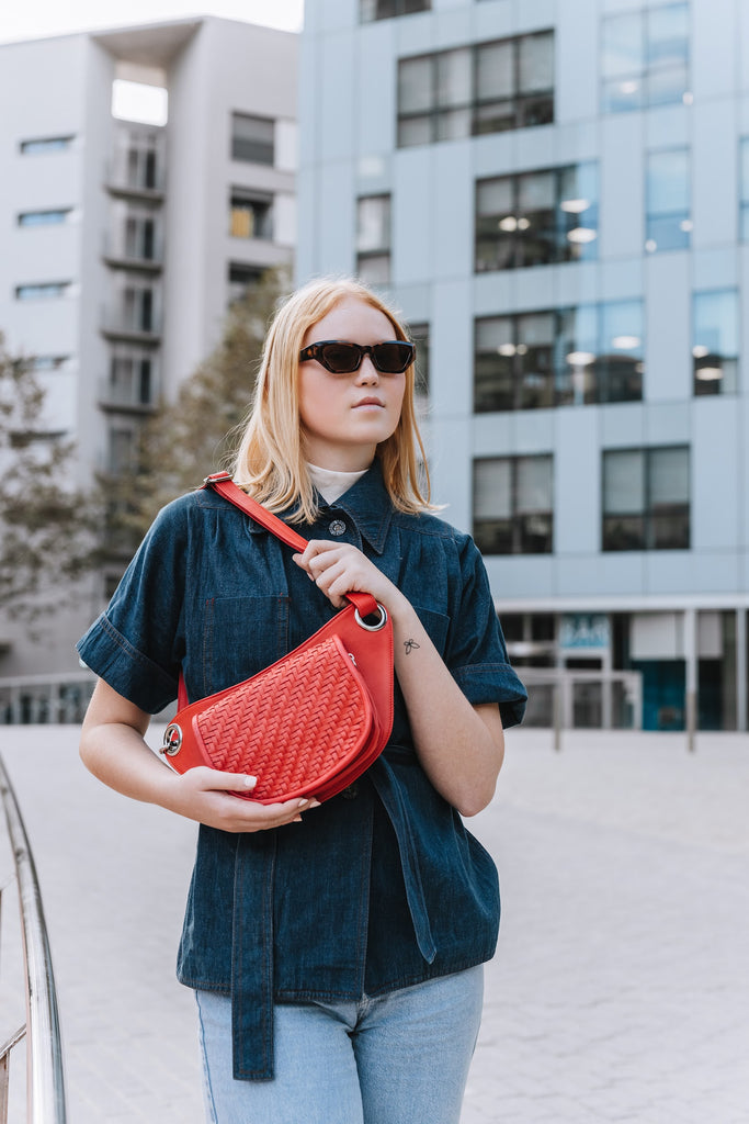 Braided Leather Handbag, Woven Leather Flap Purse, Leather Crossbody Bag, Stylish Leather Bags, Small Shoulder Bag adjustable straps